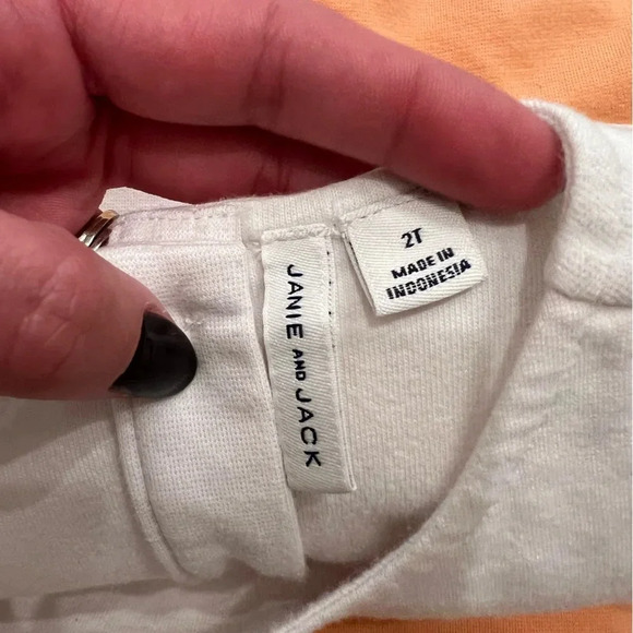 Janie and Jack Peach and White Ponte Floral Embroidered Dress - Picture 4 of 5